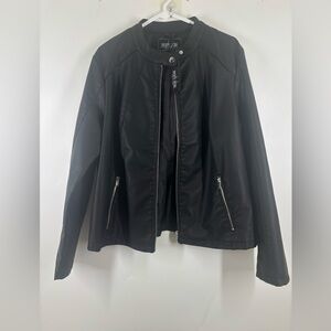 NWT Mark Alan Faux Leather Motorcycle Jacket Black Silver 1X XL